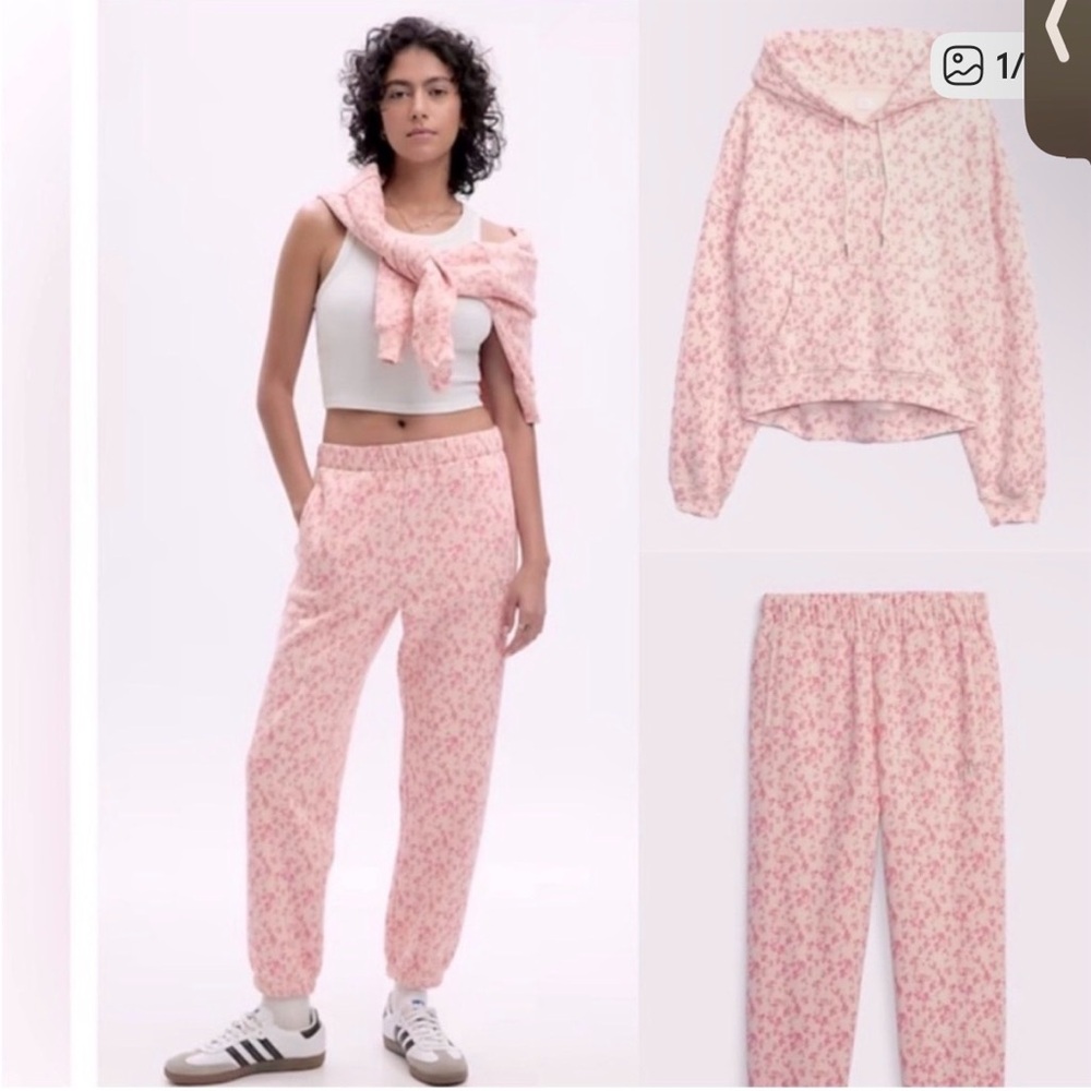 GAP x LOVE SHACK FANCY SET Size XL Floral Loungewear Hoodie and Joggers